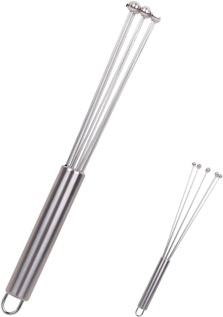 Eierracket garde - Handmixer klopper - Beslag maken - 8 dikke staaldraden - Klein 24 cm - Meerkleurig
