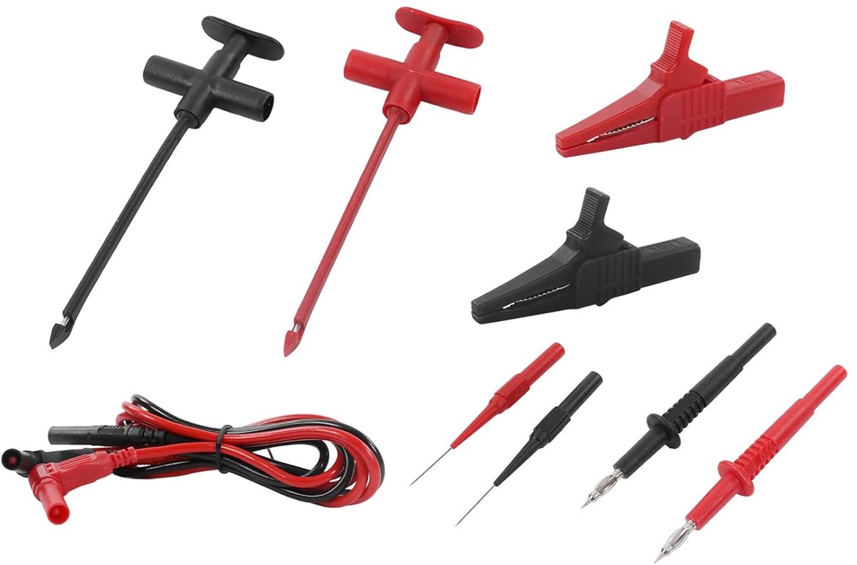 Multimeter Meetsnoerenset - Testkabels Bananenstekkers - Elektrisch Testen - Flexibele Geïsoleerde Sondes - 30VAC-60VDC 19A - Rood Zwart