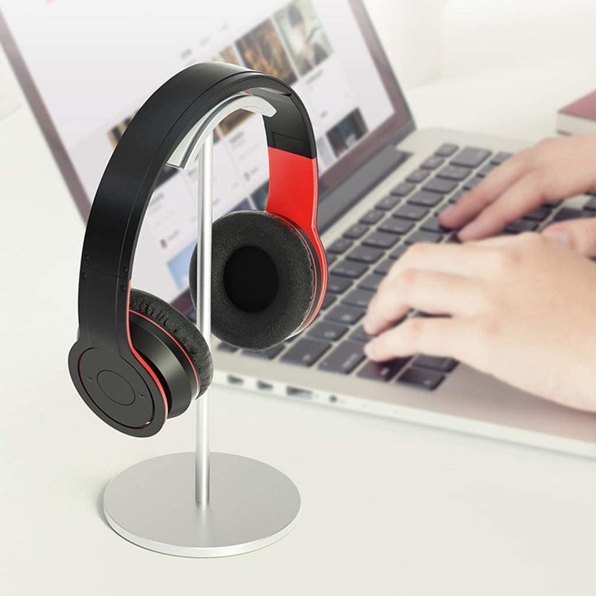 Hoofdtelefoonstandaard - Ondersteuning voor headset - Bureau organiseren - Stabiele U-vorm - 23 cm hoog - Effen kleur