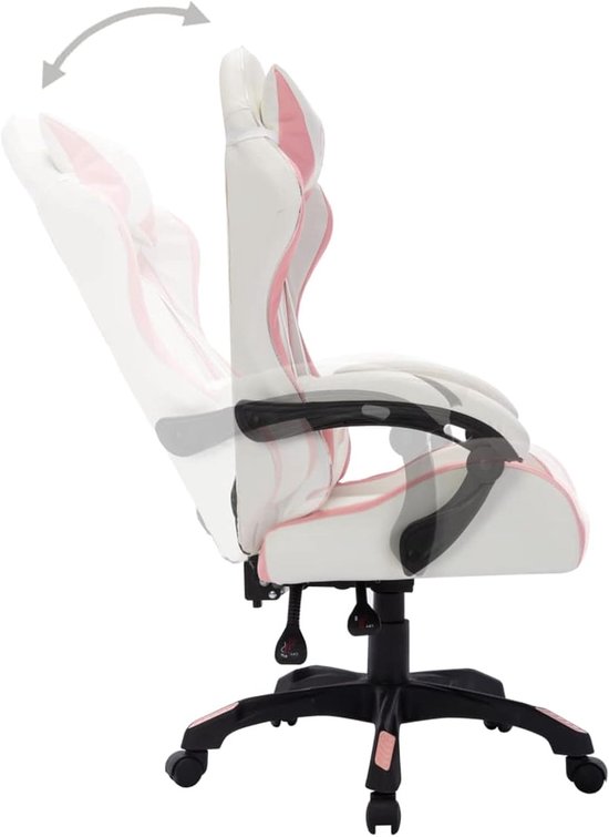 Gaming Stoel - Comfortabele Werkplek - Ontspannen Zitten - Verstelbare Rugleuning - 119 cm Hoog - Roze Zwart — afbeelding 3