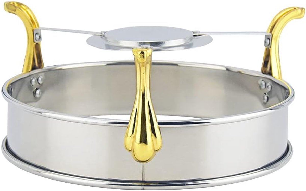 Roestvrijstalen Komfoor - Buffetwarmer Chaferset - Eten Warm Houden - Spiegelafwerking - 24 cm - Goud
