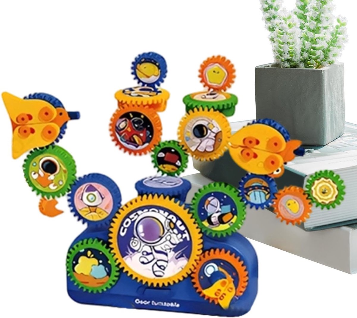 Tandwiel Bouwstenen - Educatief Speelgoed - STEM Leren - Interactieve Tandwielrotatie - 34.5 x 26 x 8 cm - Ruimte Model