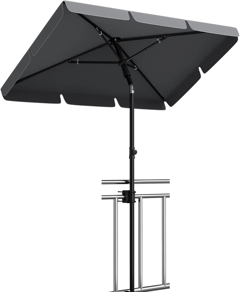 MakkelijkMooi Rechthoekige Balkonparasol - Parasol - Kantelbaar - Hoogte Verstelbaar - incl Montagebeugel voor Balkonleuning