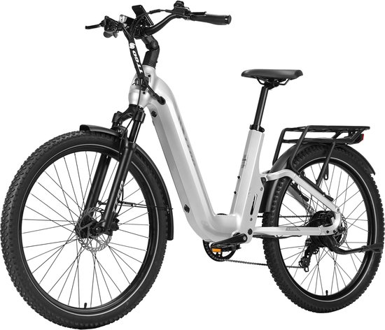 TTGO E-SUVO S6 - Full Suspension Elektrische Mountainbike - 27,5 inch Aluminium Softtail Frame - 120 km Actieradius - 720Wh Grote Accu - 70Nm Krachtig Koppel - Hydraulische Schijfremmen - Shimano 7 Versnellingen - Zilver van TTGO — afbeelding 2