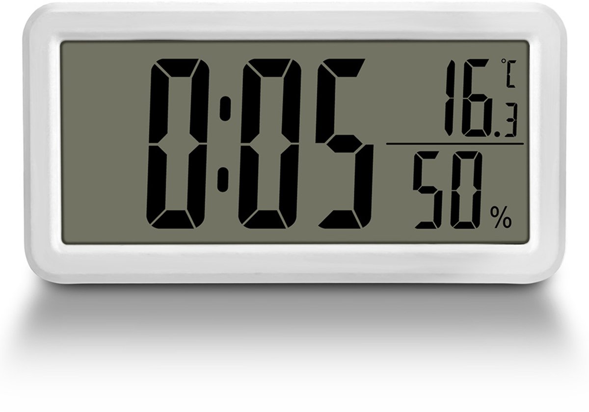 carmdering - Wekker Digitaal Klokje –Digitale wandklok op batterijen met grote cijfers, temperatuur, woonkamer, slaapkamer, school