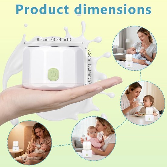 Digitale Mobiele Flessenwarmer - Snelle Draagbare Verwarming - 4 Temperatuurinstellingen - Oplaadbaar via USB - 5 Adapters - voor Thuis, Reizen, Auto - Lichtgewicht — afbeelding 3