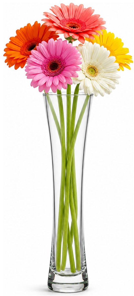 Alessandro bloemenvaas Havana - transparant glas - H40 cm - taps opening - steelbloemen en siertakken