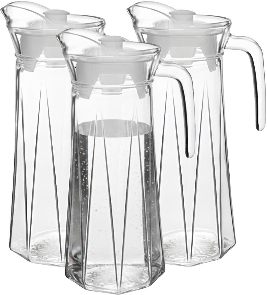 Alessandro Waterkan met deksel - 3x - 1.3 Liter - glas - schenkkan - waterkaraf - Limonadekan