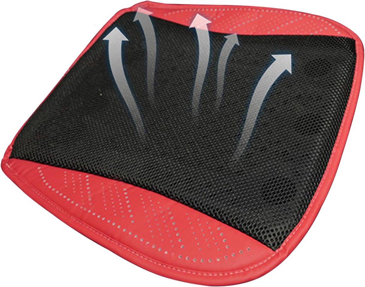 Koelende Autostoel - Ventilatie Kussen - Comfortabele Ritten - Vijf Ventilatoren - 43x43 cm - Zwart