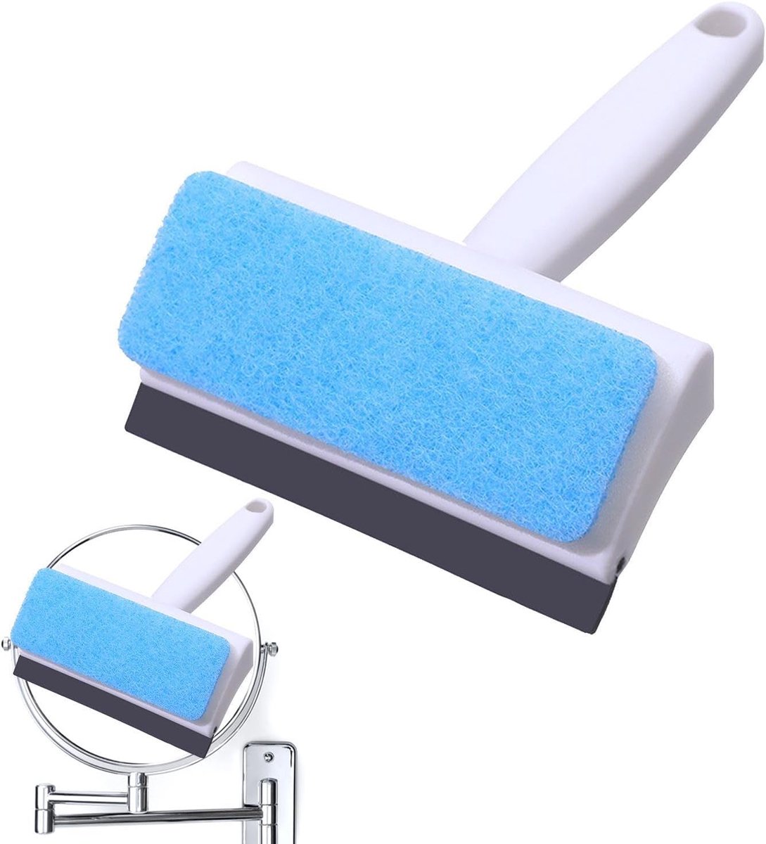 Raamwisser Dubbelzijdig - Schoonmaak Tool - Spiegels Reinigen - Dubbele Punt Ontwerp - 18 x 11.5 cm - Grijs