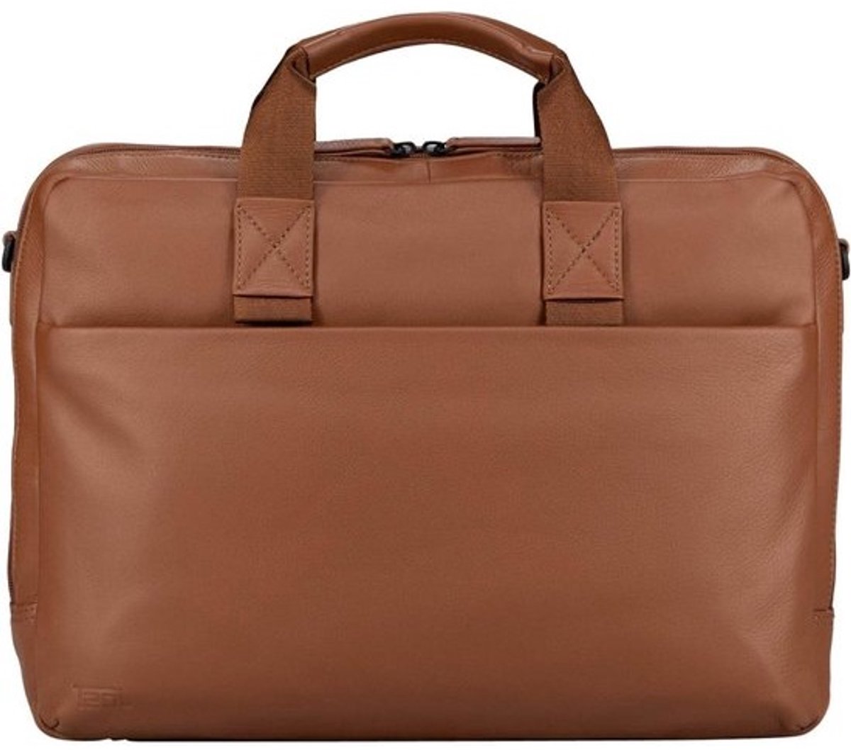 Leren Laptoptas - Zakentas Schoudertas - Zakelijk Vervoer - Gewatteerde Vakken - 40 x 30 cm - Cognac