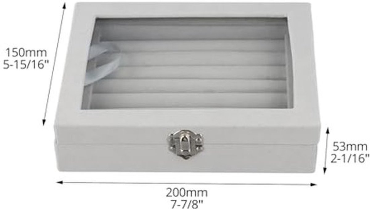 Sieradendoos, fluwelen sieradendoos met transparant deksel, ringenorganizer met 7 compartimenten, voor huishoudens, juwelierszaken en accessoirewinkels