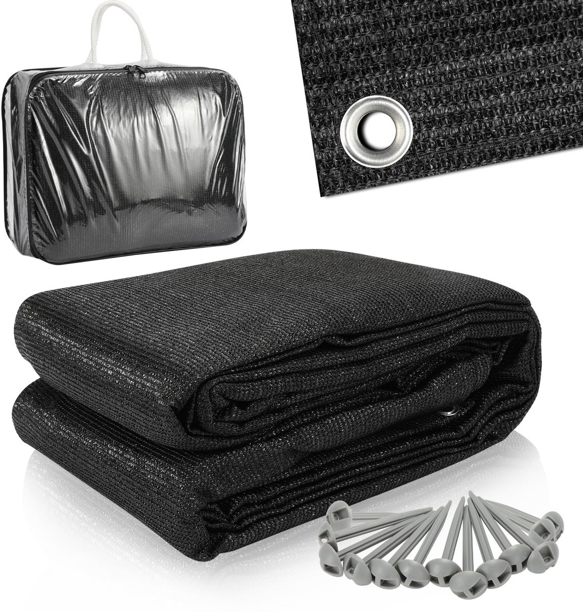 Tenttapijt 200 x 200 cm - Outdoor mat met 12 gaten en 13 haringen
