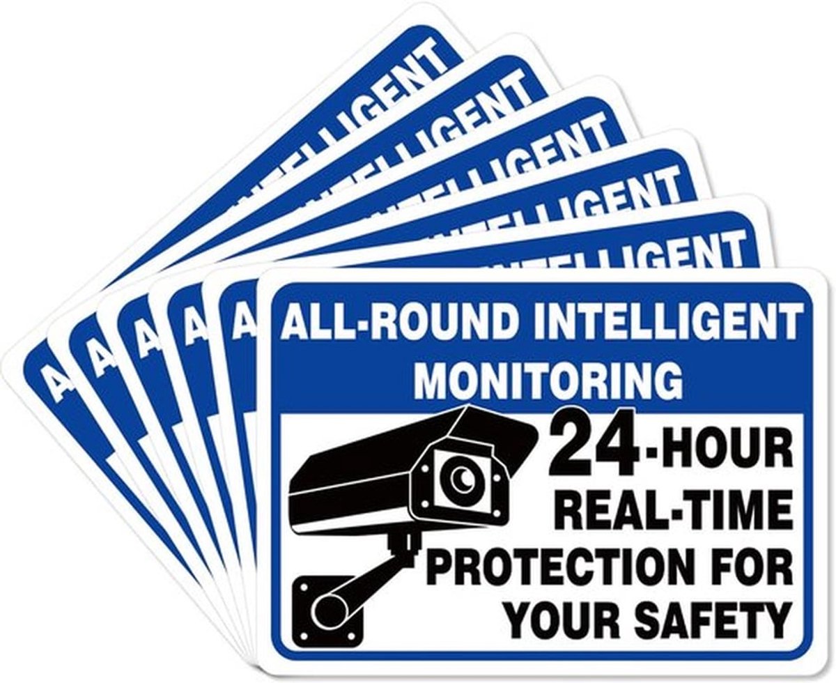 6st 24-Uurs Videobewakingsbord, 17,8x12,7cm Waterdicht Camerabewakingsbord Sterk Klevend Beveiligingscamerabord voor Thuis en Voertuigbeveiliging