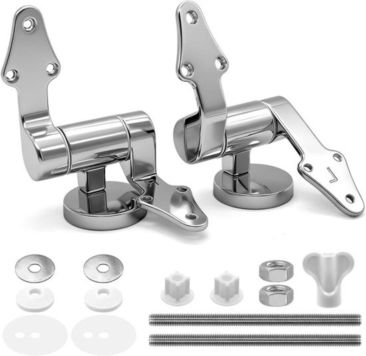 Toiletzitting Scharnieren - WC Bril Reserveonderdelen - Toilet Reparatie - Softclose Mechanisme - 12 x 6 cm - Zilver