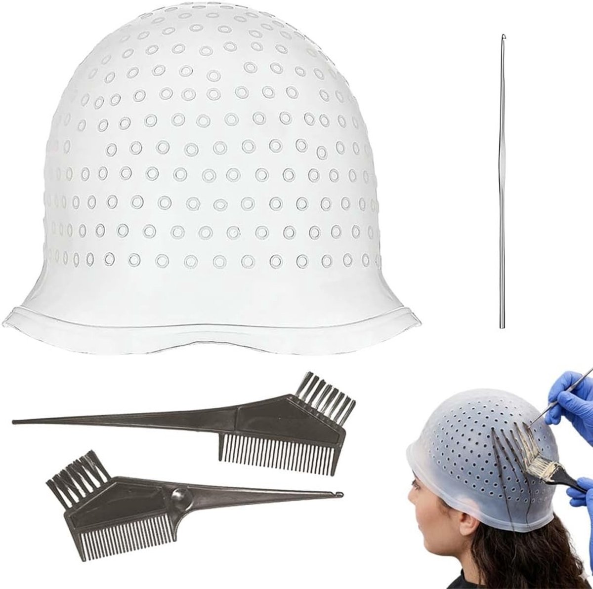 Professionele Silicone Highlight Caps voor Haarverf, Eenvoudig te Gebruiken en Nauwkeurig, Perfect voor DIY Haarstyling en Kapperswerkzaamheden