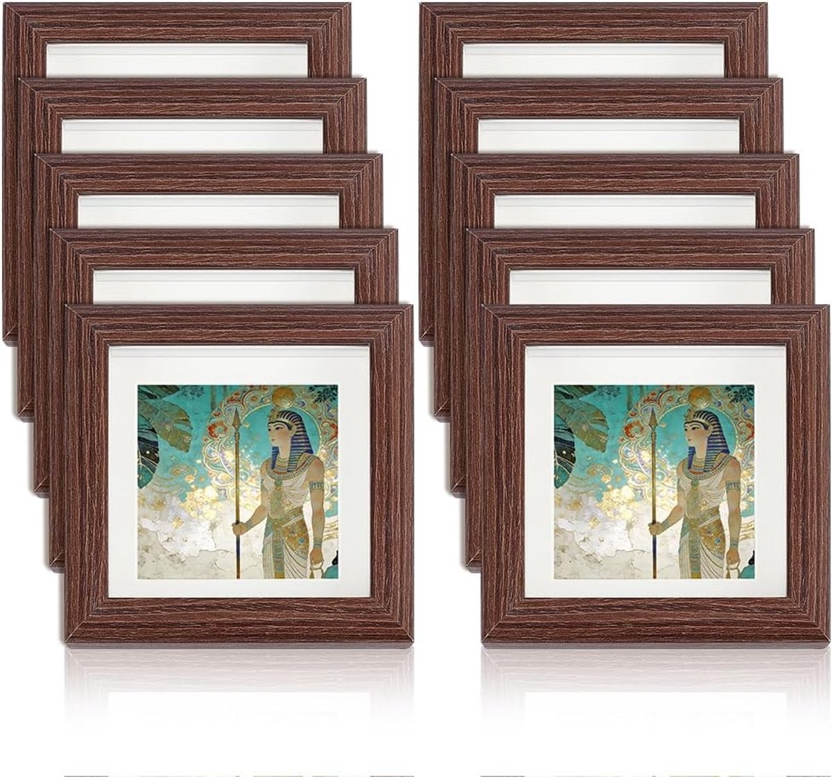 Expositieboxen met kijkraam, vierkante fotobox van massief hout, 10,2 x 10,2 cm, ideaal voor herinneringen, sportmedailles en trouwspelden.