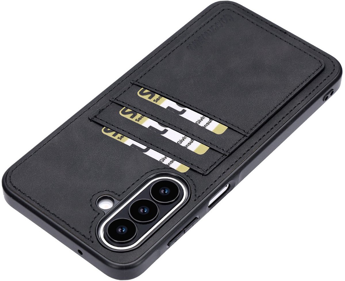 CaseMania Backcase hoesje geschikt voor Samsung Galaxy A27 - Effen Zwart - Kunstleer, TPU (Zacht)