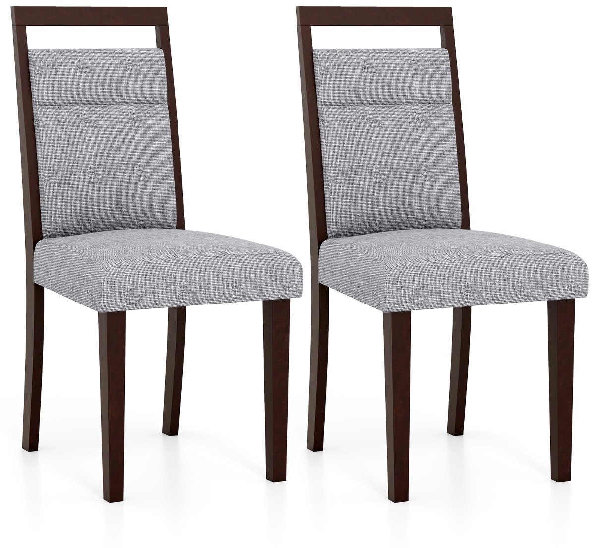 SureDeal® - Eettafel - 2-delige Gestoffeerde Eetkamerstoelen - Gewatteerde Zittingen - Verstelbare Rugleuningen - 43x52x92 cm - Grijs