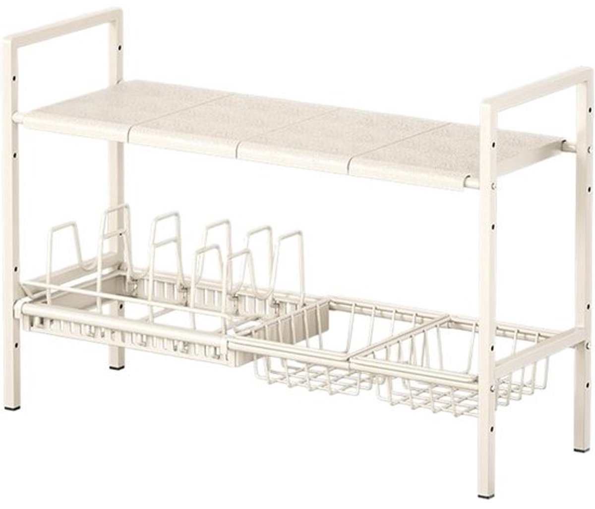 Opslag Organizer - Onderbouw Rek - Keuken Ordenen - Verstelbaar Dubbellaags - 53x485x25cm - Metaal