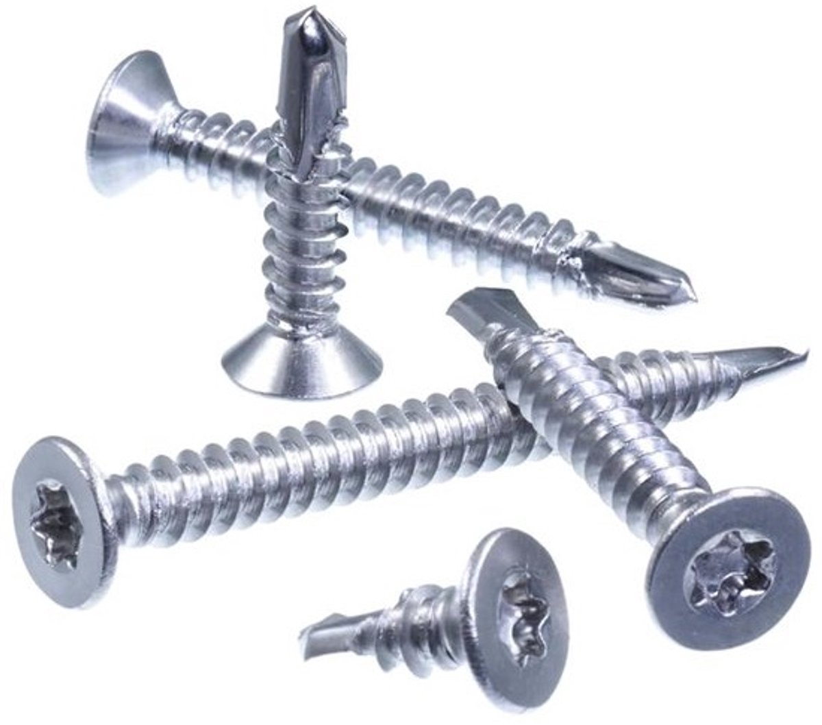 Plaatschroef met boorpunt - Metaalschroef Zelftappend - Zachte metalen verbinden - Roestvrij staal A2 - 48 x 25 mm - Zilverkleurig