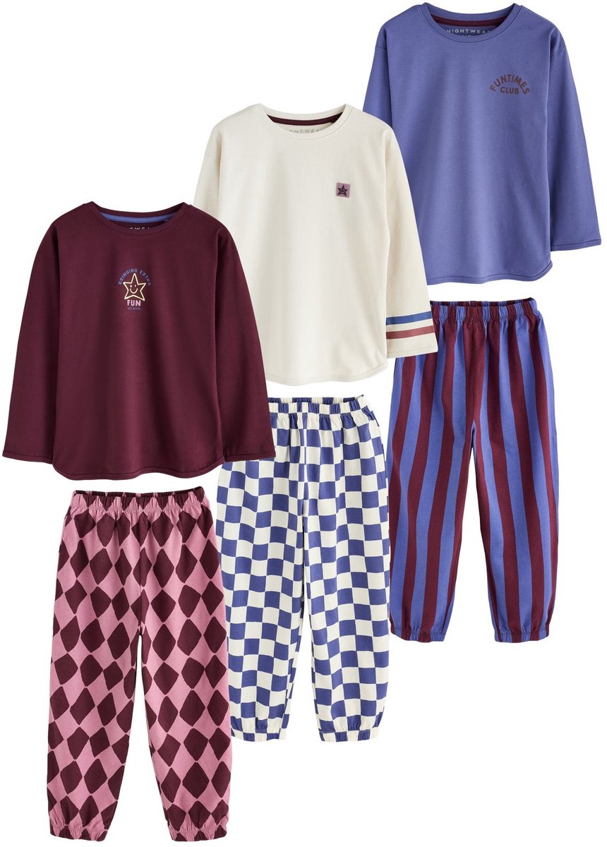 Next - Jongens - Set van 3 extra grote pyjama's - Blauw