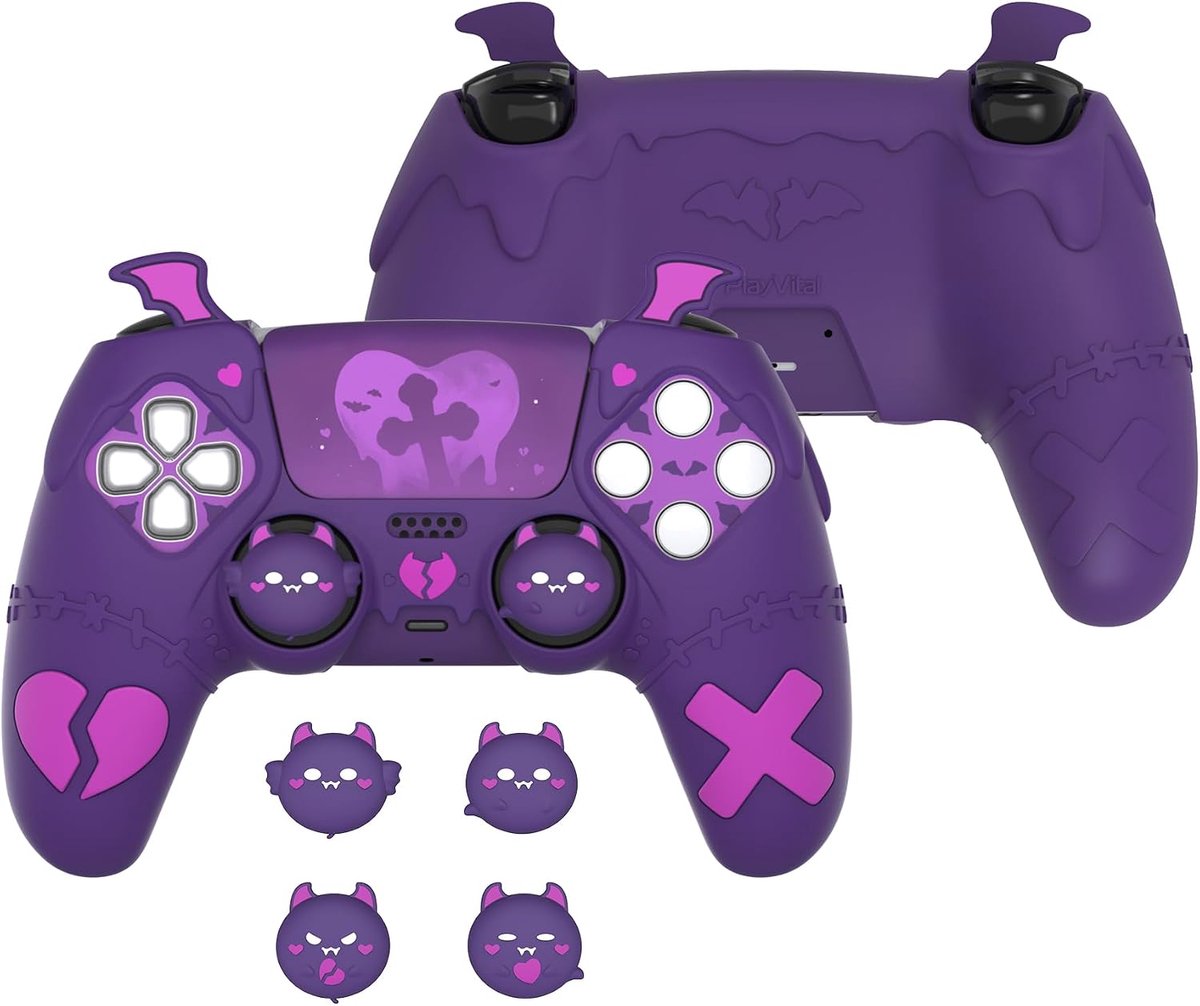 Siliconen Hoes Gothic Duivel - Geschikt voor PS5 Controller - 6 Stickers