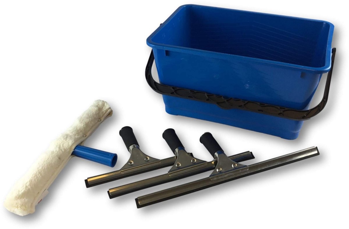 Glasreiniger Set - 13 Liter Emmer met 3 Trekkers
