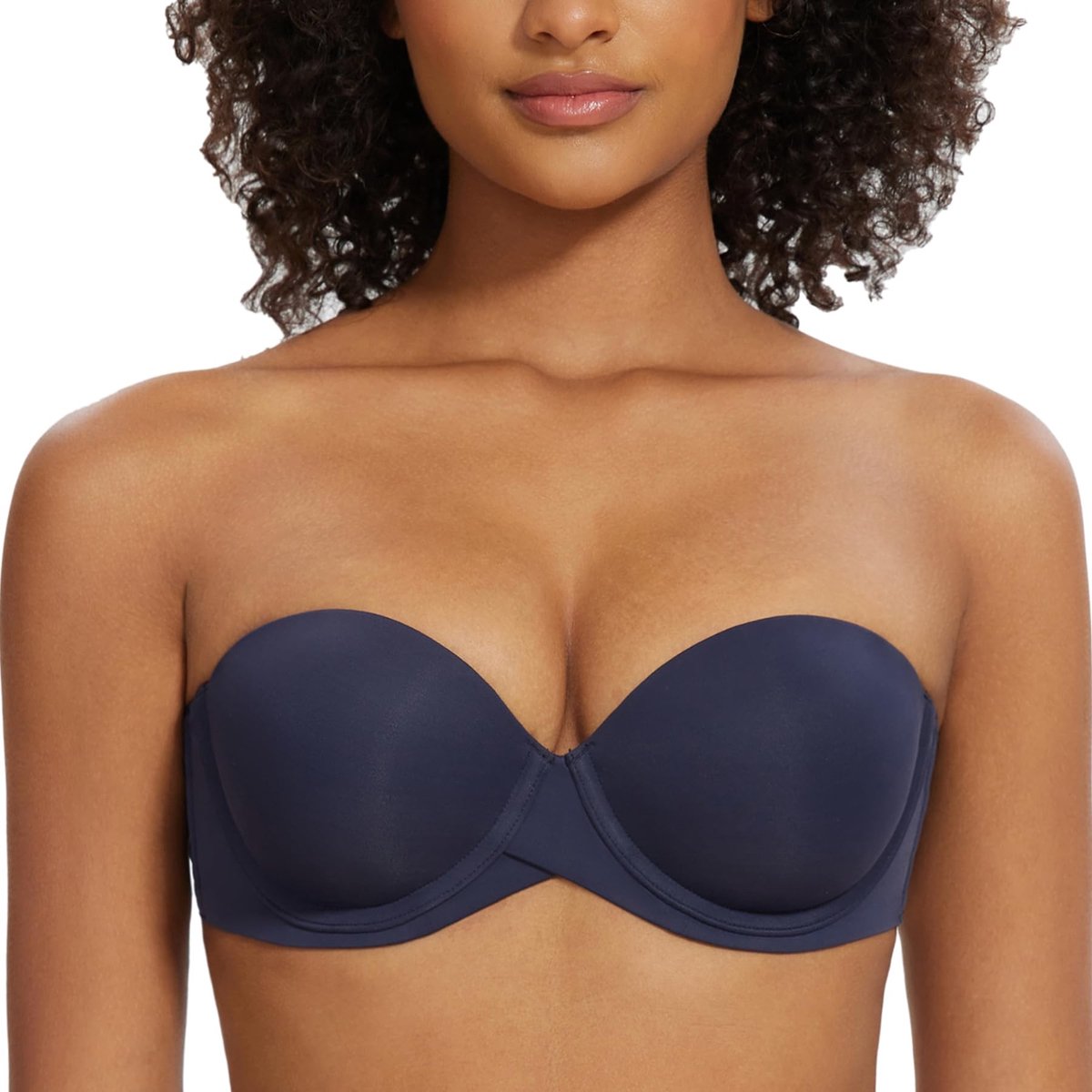 Dames Strapless Beha - Verstevigde Cups met Ondersteuning - Donkerblauw