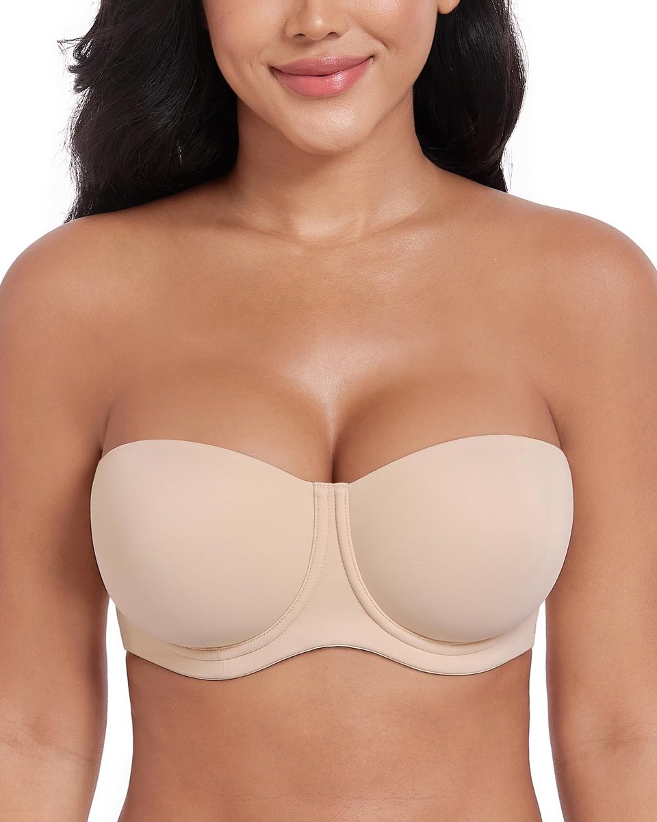 Strapless push-up beha voor plus size - Beige