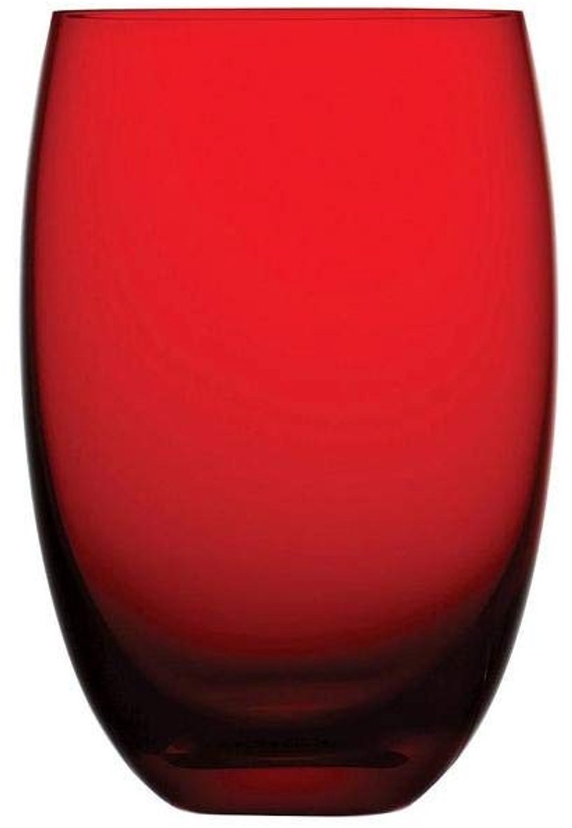 Handgemaakte glazen set - 6 stuks, 400 ml, geschikt voor koude dranken, transparant rood