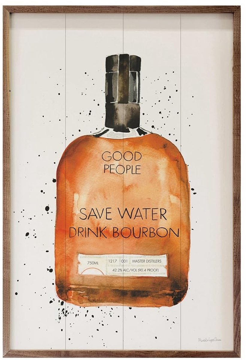 Wanddecoratie 'Save Water Drink Bourbon' - Handgeschilderd