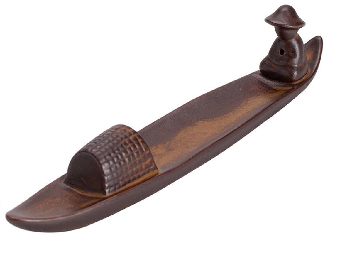 Antieke Keramische Wierook Houder - Bruin - Voor Home Decor