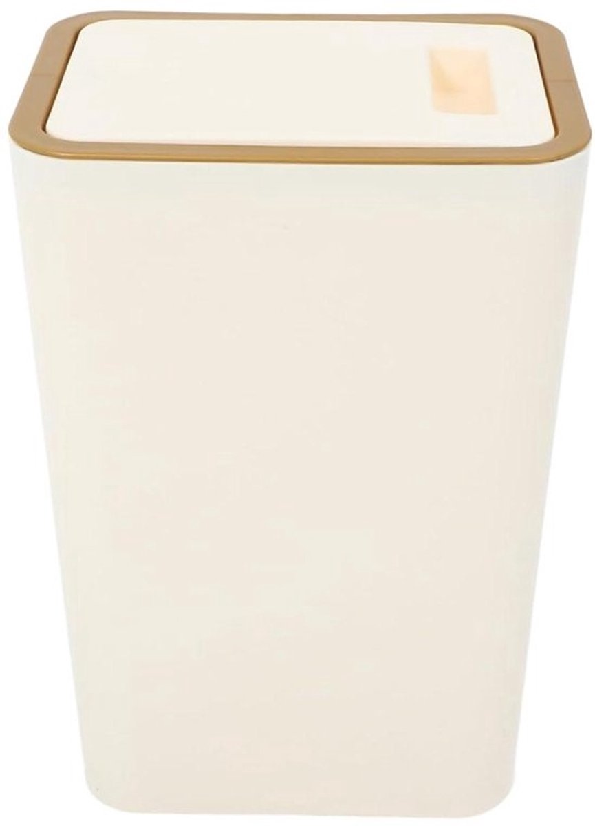 Prullenbak met Deksel - Afvalbak Vuilnisbak - Afval Scheiden - Verdikt Materiaal - 105 Liter - Beige