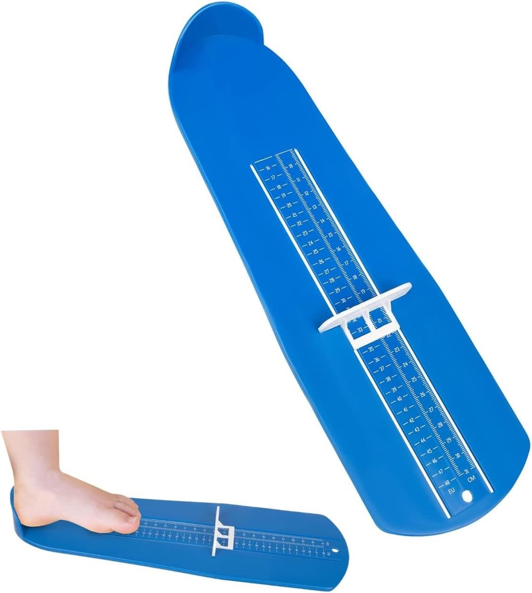 Voetmeter voor kinderen en volwassenen, nauwkeurige voetmaatmeter, schoenmaten opmeten, EU maten 8-48, blauw, 9-52 cm