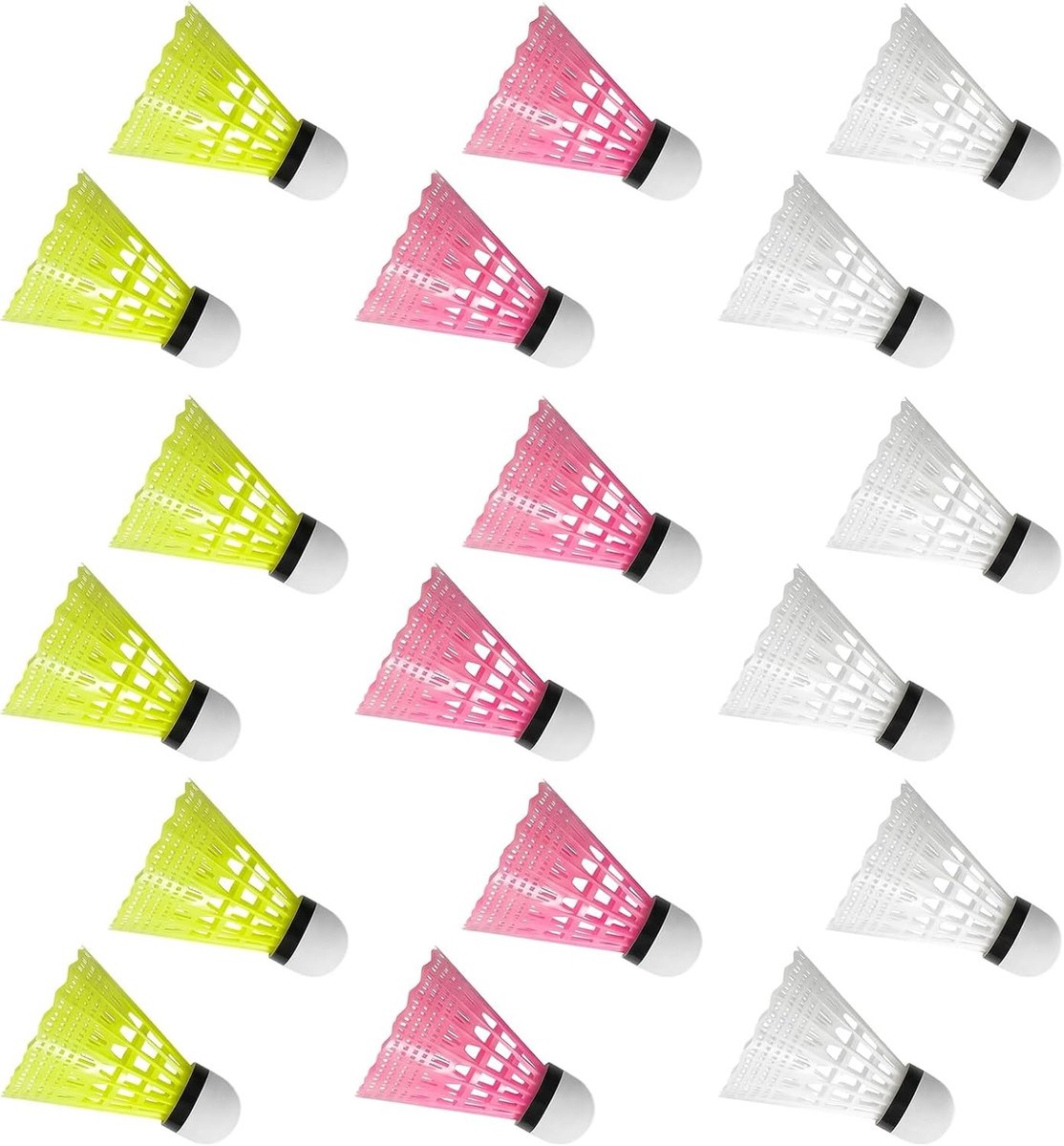 18 Stuks Badminton Veerballen van Nylon voor Binnen en Buiten, Duurzaam en Stabiel voor Training en Wedstrijden, Perfect voor Gezinsplezier
