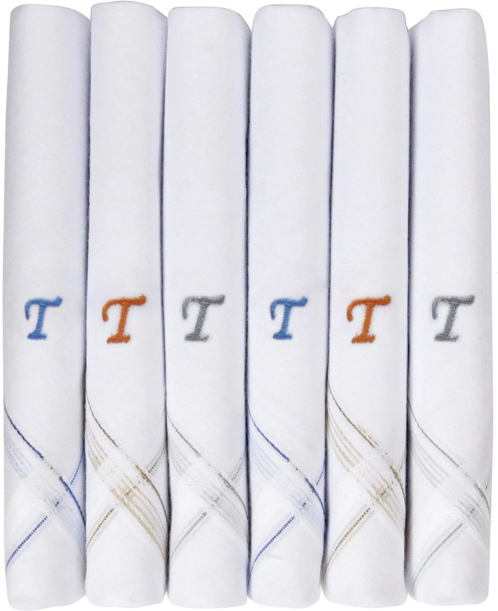 Heren Zakdoek - 100% Katoen - Set van 6 met Kleurrand