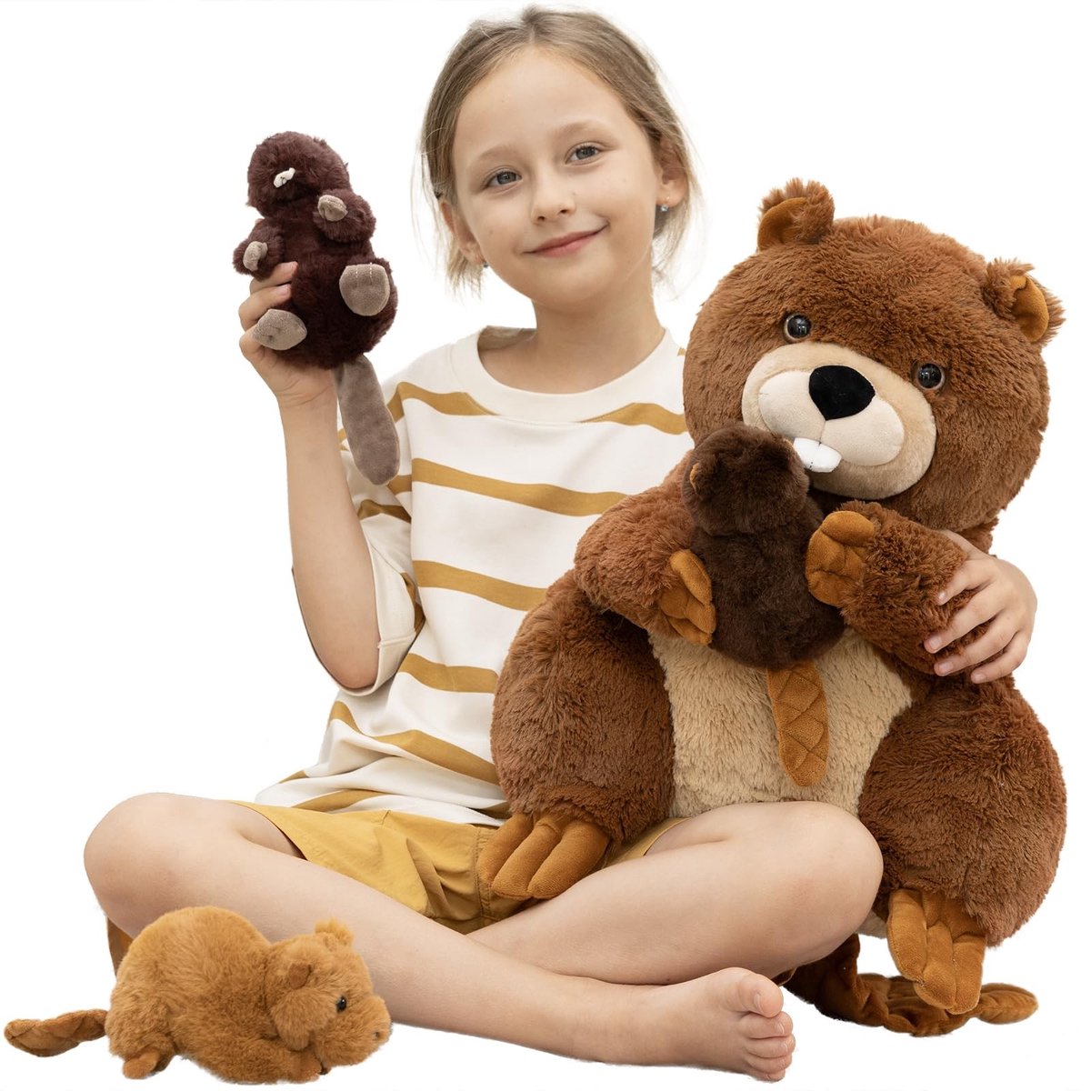 Bevers Knuffelset - Inclusief 3 Baby Bevers - 45 cm