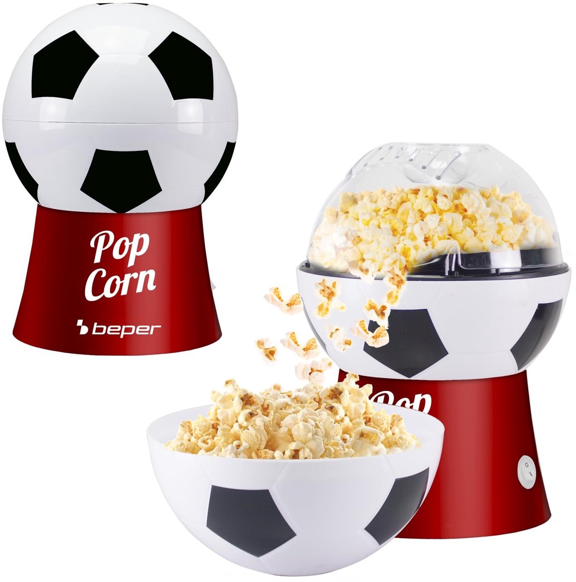Popcornmaker - Hete Lucht - Voetbalontwerp - Rood
