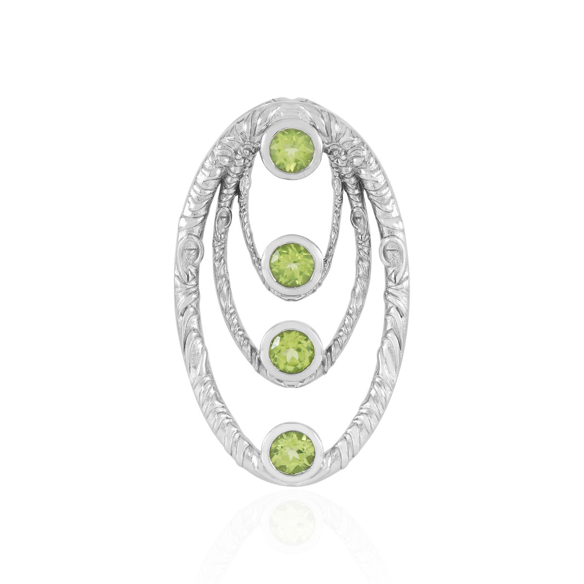 Cavill - Hanger 925 Sterling Zilver Platina Geplateerd - Peridoot 1,022 ct - Elegante Groene Edelsteen - Bezel Zetting - Sieraden voor Vrouwen