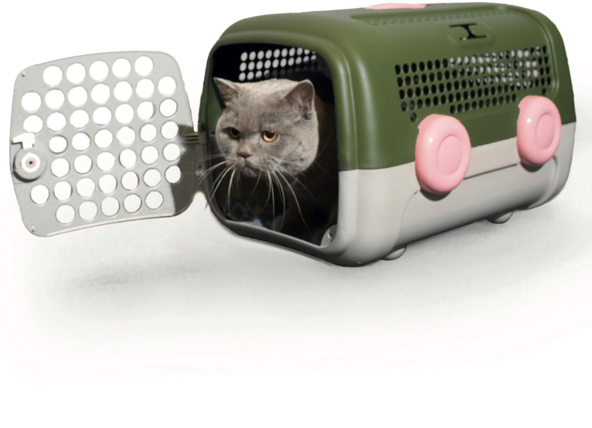 Transportbox voor Honden en Katten - Robuust met Hygiënisch Mat - Groen Taupe 51 x 37 x 33 cm