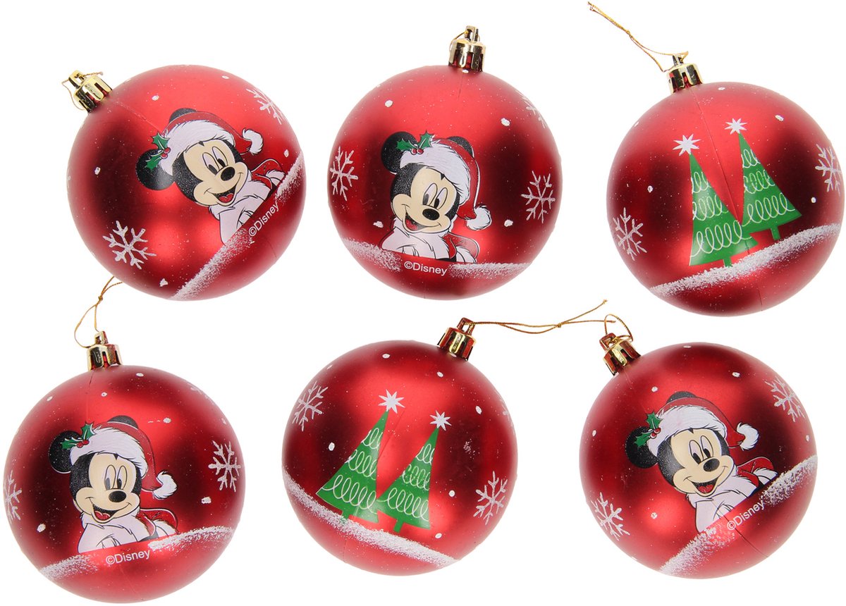 Kerstbal Mickey Mouse Happy smiles 6 Stuks Rood Plastic (Ø 8 cm)