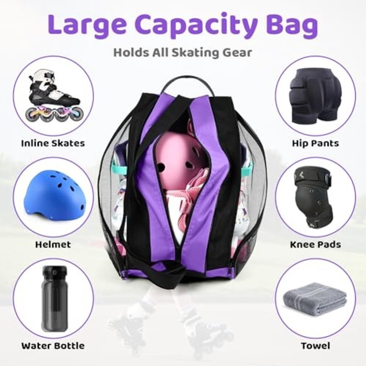 Skates bag met verstelbare schouderriem - Grote capaciteit