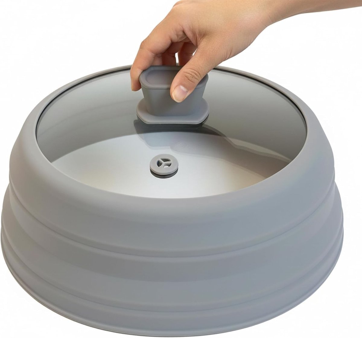 Verwarmingsdeksel voor Magnetron, Hittebestendig Tempered Glass en Siliconen, 30 cm, Gemakkelijk Vast te Houden, Voorkomt Spatten