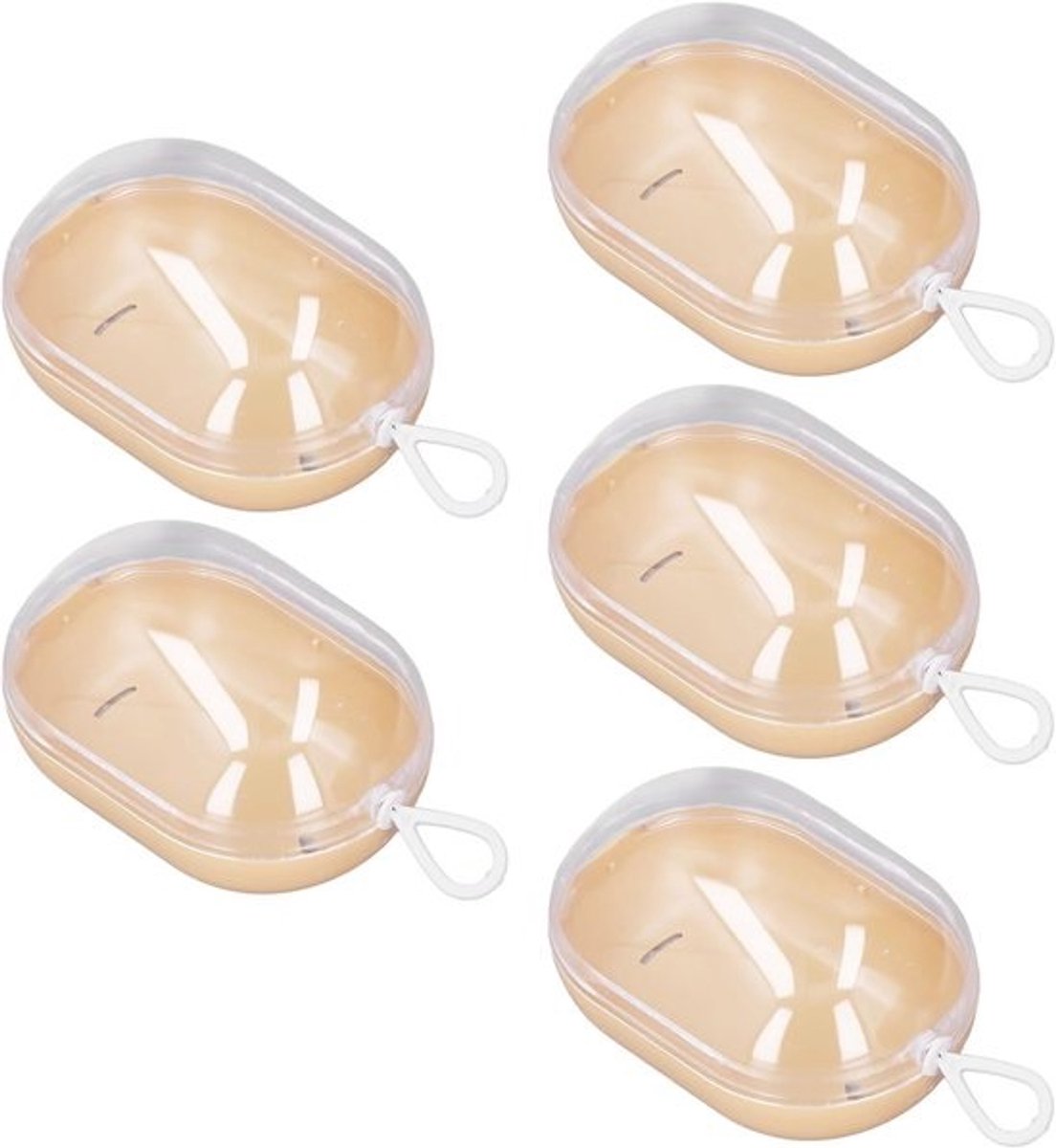 Make-up spons houder - Spons opberger - Schoon en veilig - Transparant deksel - 5 stuks - Geel