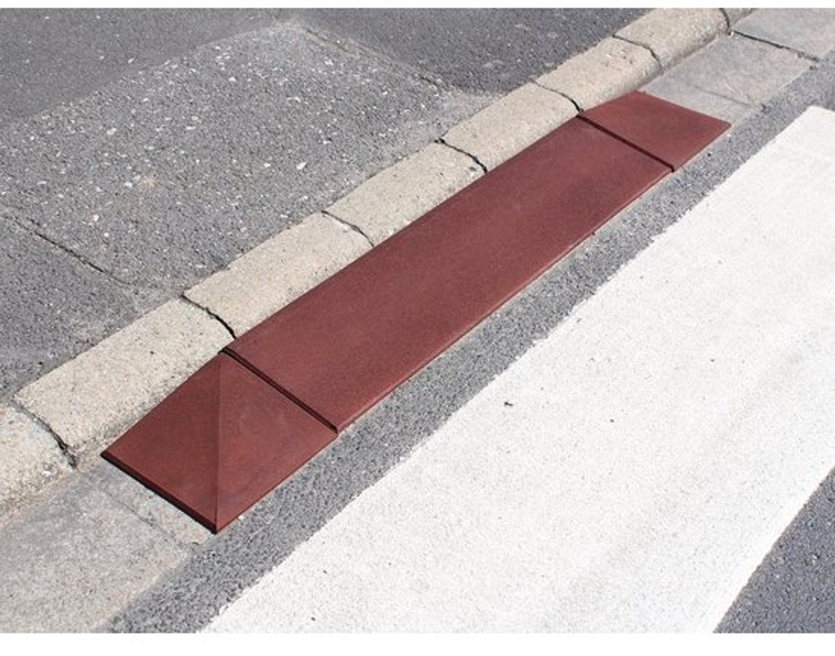 Oprijplaat Set - Stoeprand Hulp - Voertuigen Overzetten - Waterdoorlatend Rubber - 1000x280x65 mm - Zwart