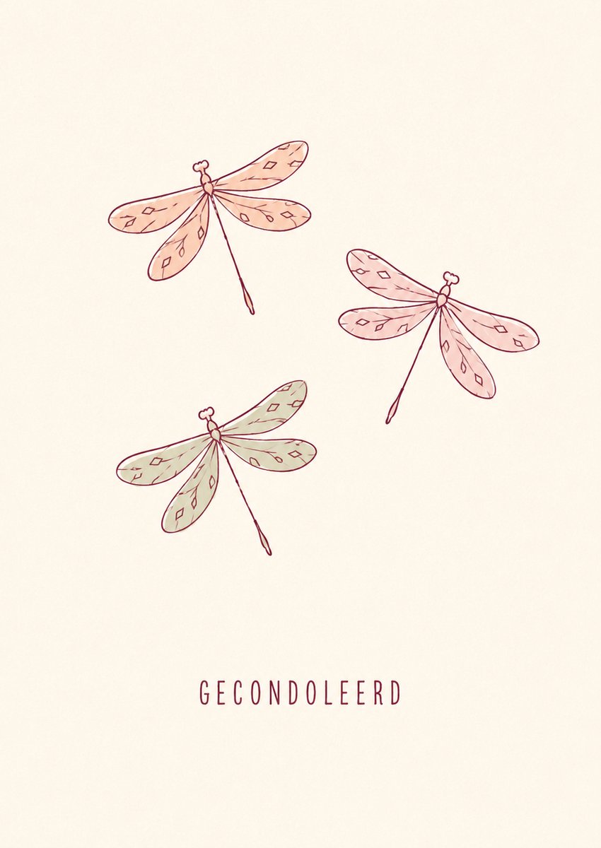 Kaart libellen - Beige - A6