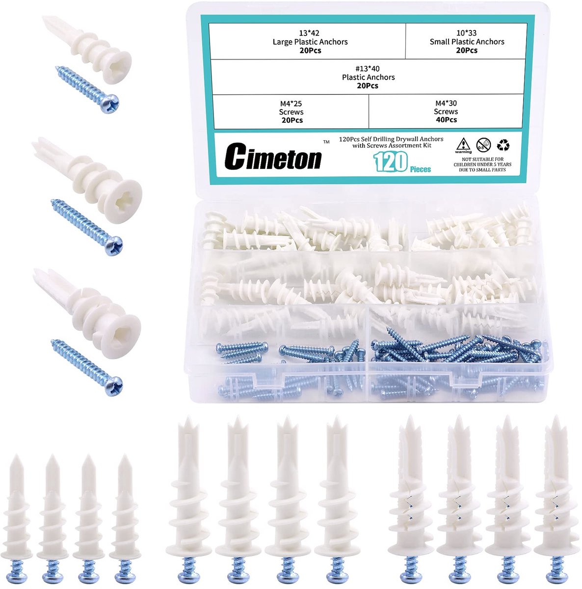 120 Stuks Holle Wand Ankers en Schroeven - Assortiment Set