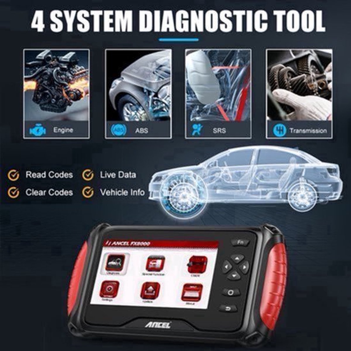 OBD2 Codelezer – Foutcode Scanner – Auto Diagnosetool – Foutcodes Uitlezen – WiFi Updates – Real-Time Dataweergave – USB Voeding Zonder Batterij