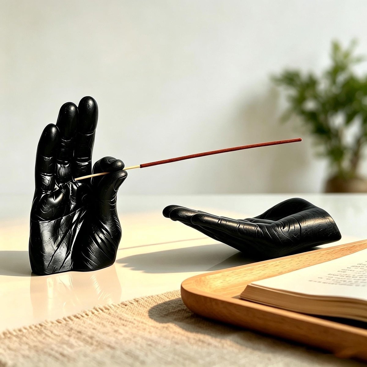 Wierookhouder Handvorm - Handgemaakt - Zwart